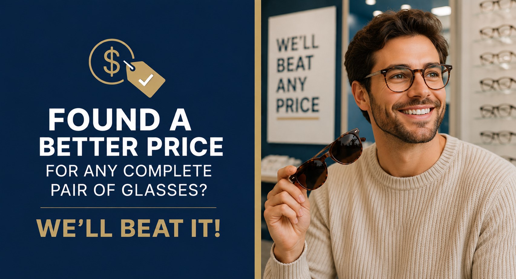 Price beat guarantee on complete glasses